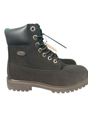 Lugz Hudson Men's Size 7 Black Lace-Up Nubuck Work Boots NEW